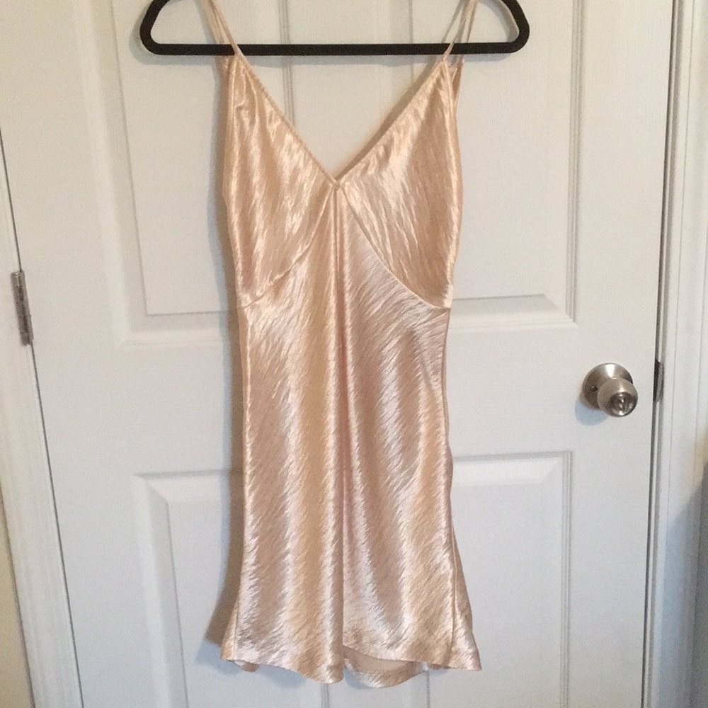 Gold Metallic Slip Dress, XS Express